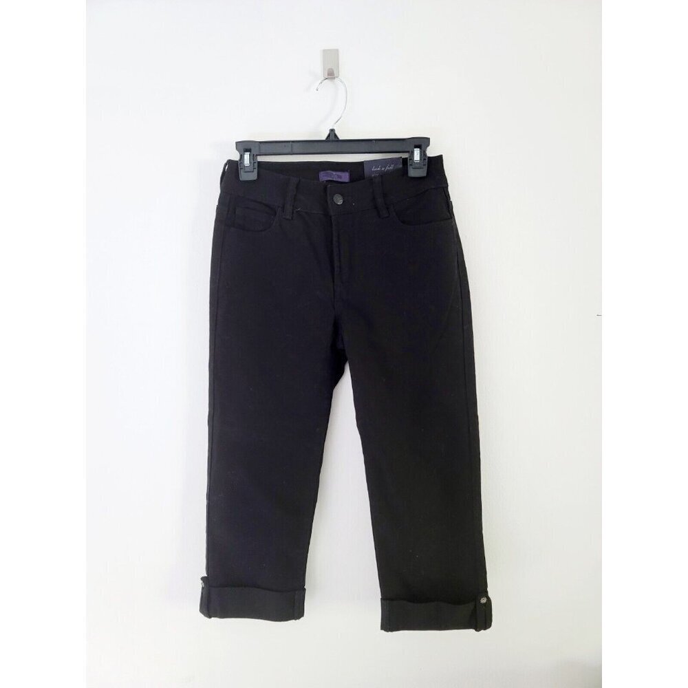 Not Your Daughters Jeans NYDJ Black Cropped Cuffed Carmen Denim NWT Size 0 XS